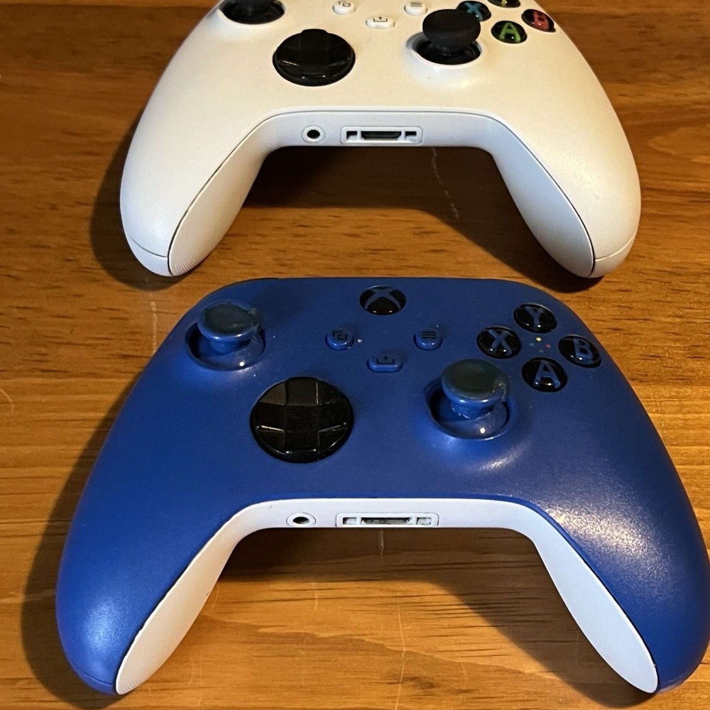 White and Blue Xbox controller bundle $35 for both!